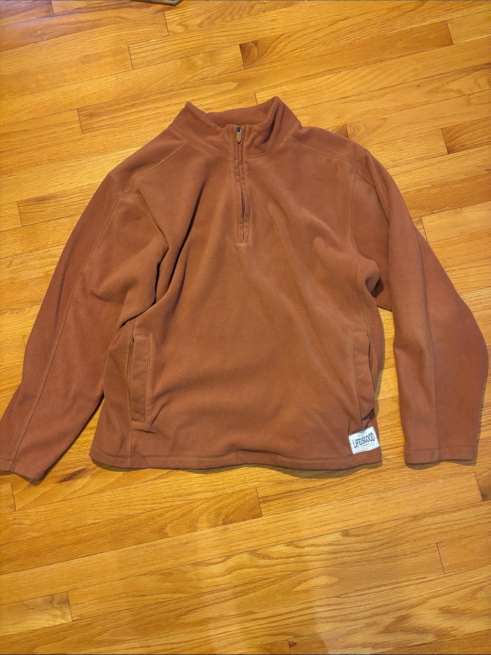 Life Is Good Rust Brown Quarter-Zip Fleece Pullover